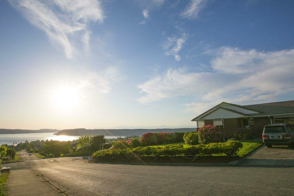 a view of the puget sound from a home in the west slope of tacoma