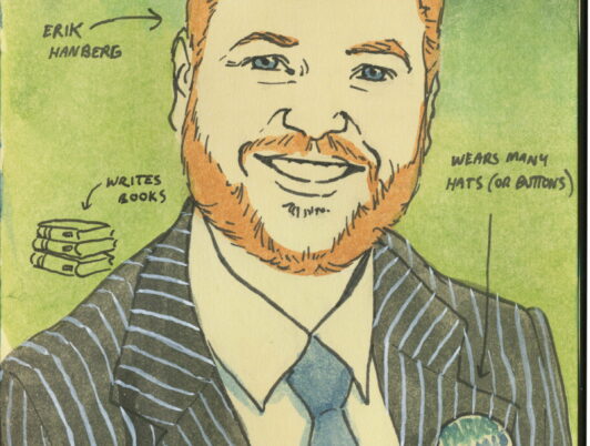 a sketch of metro parks commissioner erik hanberg