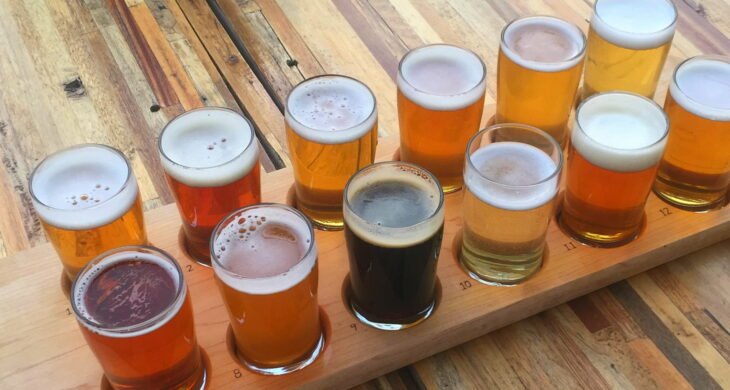 a flight of beer at tacoma brewing