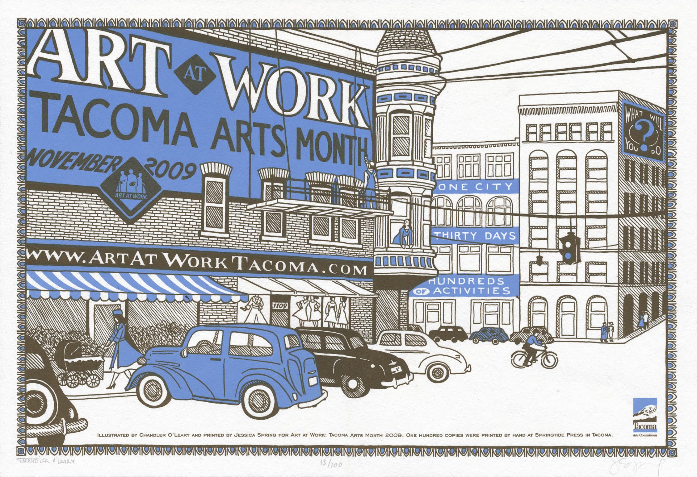 "Art At Work" posted commissioned by the City of Tacoma. Letterpress printed by Jessica Spring.