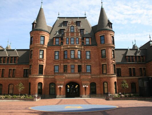 stadium high school courtyard