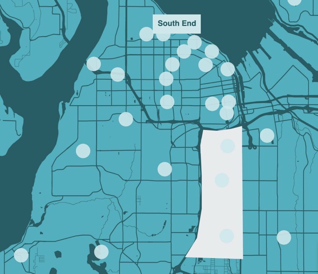 map of south end of tacoma