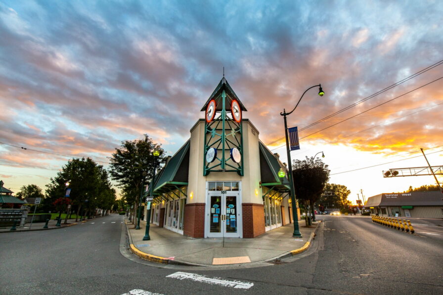 downtown sumner wa at sunset