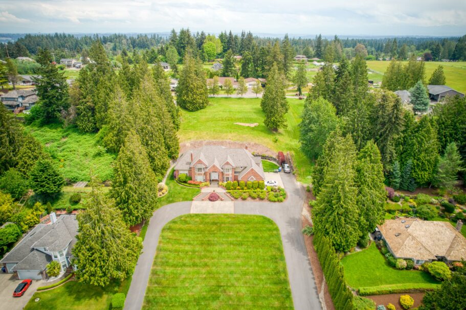 homes on acreage surrounded by trees in the waller road area neighborhood of Tacoma, WA