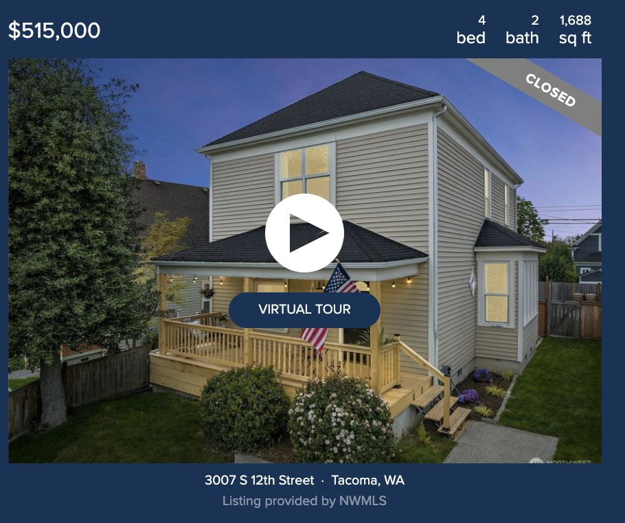 Picture of 3007 S 12th St, Tacoma, WA 98405 an updated two story beige home in Central Tacoma. 